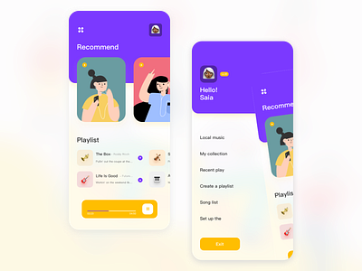 Music APP 2020 design illustration music app play recommended sign in sign up ui ux