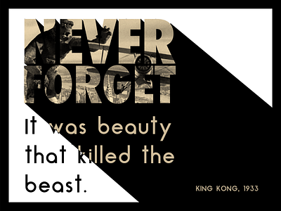Never Forget King Kong film poster typography