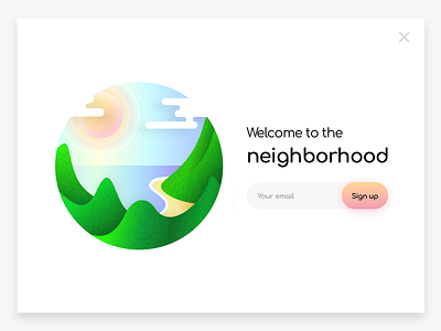 Welcome to the Neighborhood gradient illustration pop up sign up vector
