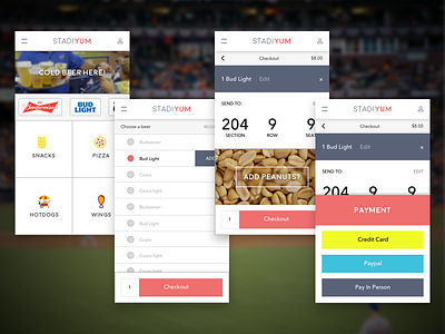StadiYum App Concept app delivery drink food sports