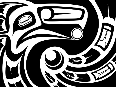 Raven and the Sun american art haida indian native stencil vector
