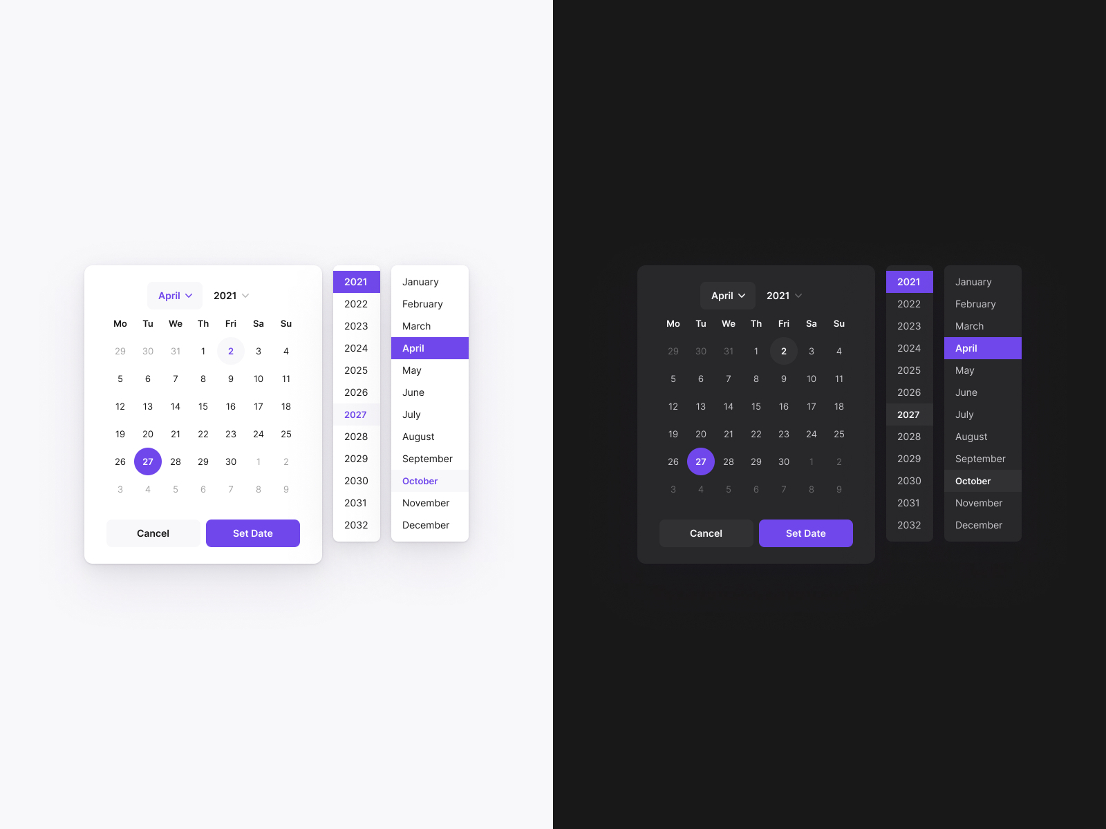 Free Figma Calendar Component by Orman Clark on Dribbble
