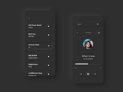 Neomorphic UI - Music player adobexd mobile mobile app mobile ui music player ui neomorphic soft ui treinetic ui uiux ux