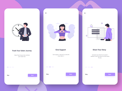 On boarding Screens adobexd button design how it works illustration ios app mobile mobile app mobile ui onboarding onboarding screen onboarding ui one color pagination splash screen ui uiux ux