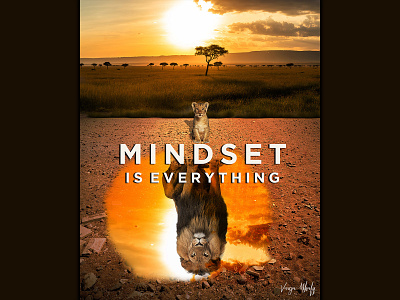 Mindset is everything canvas art canvas design lion mindset photo edit photo editing photoshop pohoto manipulation sunrise