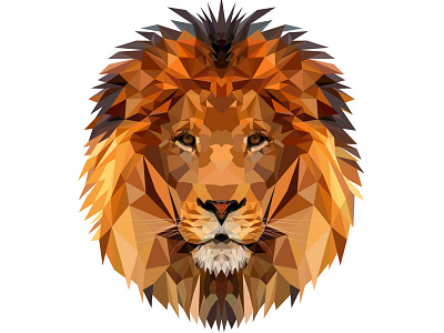 Lion adobe illustrator character design draw lion lion head lion king love animals low poly art vector