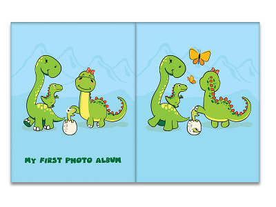 Baby Photo Album Design adobe illustrator cartoon character character design dino draw drawing family illustration photo album vector