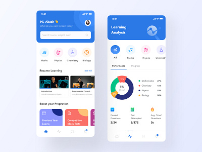 Learning Platform App Concept analysis animation app app design dashboard designs flat design gradient gradients learning minimal school student ui