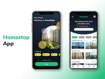 HomeStop, your one stop for property search. 99acres airbnb analysis android app anomations branding dashboard design designs gradients hybrid app illustration ios app location map minimize property property app ui ui vector