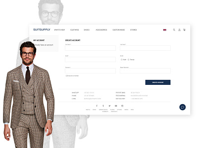 Sign Up Form for Suitsupply Daily UI dailyinspiration dailyui design designinspiration digitaldesign fashion man fashion suit suites suitsupply userinterface webdesign