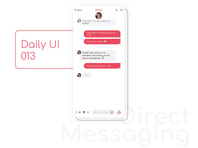 Direct Messaging - Daily UI app app design chat app daily 100 challenge dailyui dailyui013 direct message social chat