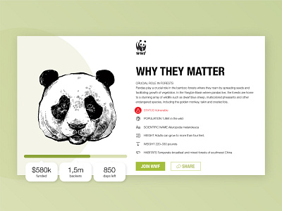 Crowdfunding Campaign 032 campaign charity concept crowdfunding crowdfunding campaign dailyinspiration dailyui donation interface join panda panda bear ui webdesign