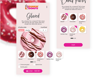 Customize Product 033 add to cart challenge customize customize product dailyinspiration dailyui donut dunkin donuts ecommerce illustraiton mobile product sweet ui ux webdesign