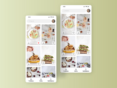Favorites app card clean dailyinspiration dailyui dailyui044 download favourites figma food fruits interface like button love mobile profile search bar tasty ui unsplash