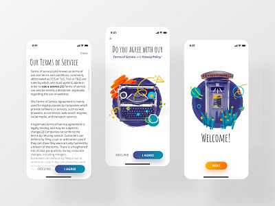 Terms of Service app art clean dailyinspiration dailyui digitaldesign gradients illustrations interface mobile terms of service ui