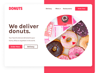 Donuts delivery website page design flat minimal ui web website