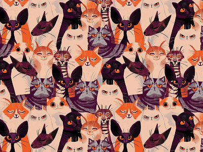 Chervelle Fryer x Clowder Of Cats cats characterdesign design digital graphic design illustration