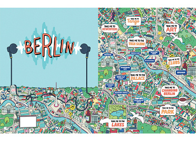 Damien Weighill x Google Berlin Audio Map 2d character colour commercial design digital graphic design illustration illustrator jelly london