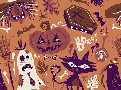 Halloween Pattern 1 cat crow ghost halloween holiday pumpkin spooky witch