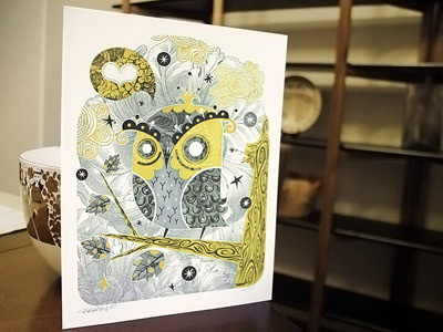 The Enamored Owl | Letterpress Anniversary Edition alberto cerriteno decorative detail gift heart illustration intrinsic letterpress love owl texture