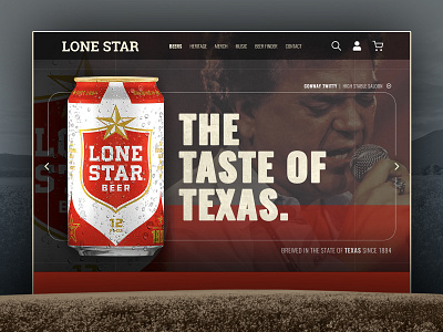 Website Concept: Home/Landing Page for Lone Star Beer banner beer bigcommerce desktop digital graphicdesign graphics homepage lonestar texas web web design website website design websites