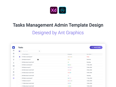Task Management Admin Template admin adminpanel adobexd figma graphic design taskmanagement ui uiux userexperience