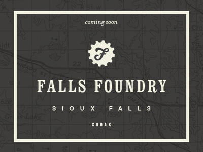 Falls Foundry branding entrepreneurs f foundry gear logo map sioux falls south dakota startup typography