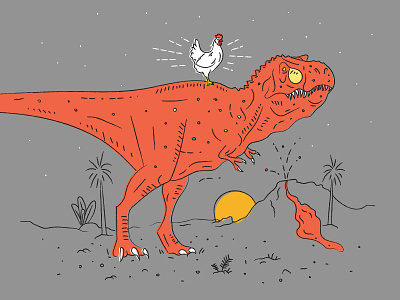 T Rex chicken dino dinosaur drawing illustration line prehistoric relative t rex tyrannosaurus