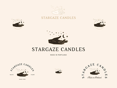 Stargaze Candles Logo alchemy badge brand identity illustrated logo logo modern logo moon ans stars moon logo vintage logo