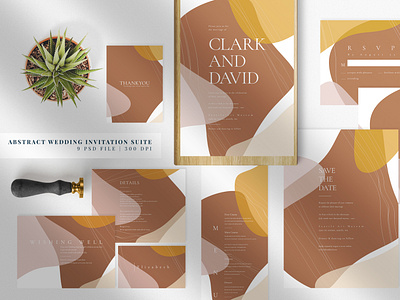 Abstract Wedding Invitation Suite