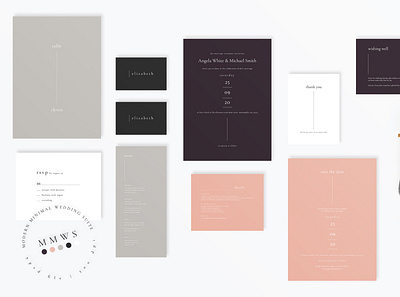 Modern Minimal Wedding Suite anniversary bridal bride card card design diy elegant feminine groom invitation invitations invite minimal minimalist modern simple template template design wedding card wedding invitation