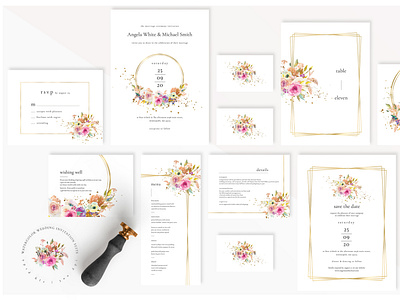 Watercolor Wedding Invitation Suite