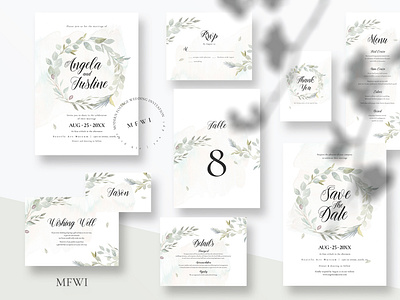 Modern Foliage Wedding Invitation