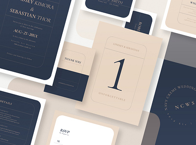 Navy Creme Wedding Suite anniversary bride card creme diy elegant feminine groom invitation invite minimal modern navy wedding card wedding invitation