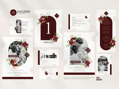 Elegant Wedding Suite | Burgundy burgundy elegant elegant invitation feminine floral invitation flower invitation invite minimal modern party pitch planner trendy wedding wedding card wedding design wedding invitation wedding invite wedding planner