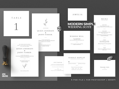 Modern Simple Wedding Suite bride card card design design diy elegant feminine floral groom handrawn invitation invitations invite minimal modern party planner sketch wedding card wedding invitation