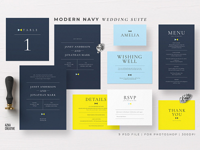 Modern Navy Wedding Suite anniversary bride card cards design design card design template diy elegant feminine invitation invitations invite minimal modern navy navy invite wedding card wedding design wedding invitation