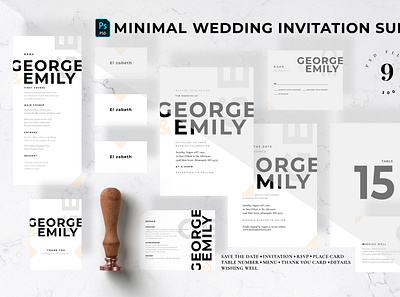 Minimal Wedding Invitation Suite anniversary blush card diy elegant feminine invitation invitation card invitation set invitations invite letterpress minimal minimalist modern pitch press wedding card wedding invitation wedding invite