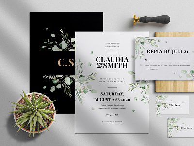 Eucalyptus Wedding Invitation Suite card design diy elegant feminine invitation invitation set invitations invite minimal modern wedding card wedding invitation