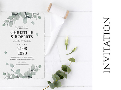 Eucalyptus Wedding Invitation Suite anniversary diy elegant eucalyptus design eucalyptus invitation eucalyptus wreath feminine floral flowers foliage greeting invitations invite leaf leaves minimal modern wedding eucalyptus wedding invitation