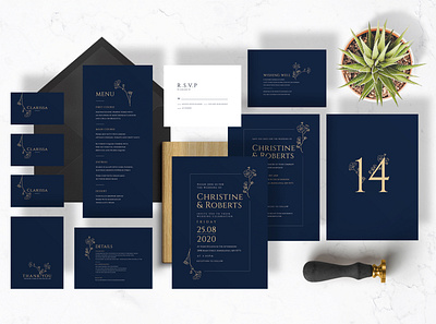 Navy Elegant Wedding Suite anniversary cards diy elegant feminine gold invitation greeting cards invitation invitation card invitations invite minimal modern navy navy invitation sketch sketching wedding card wedding invitation wedding invite