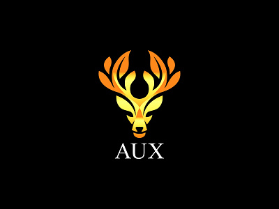 AUX Studio Logo deer head deer illustration deer logo gold golden golden logo logo