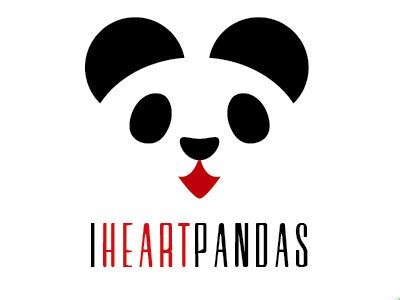 I Heart Pandas abstract black branding design panda icon logo mascot negative space red white