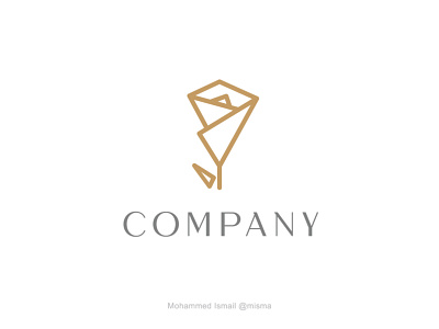 elegant abstract rose logo buy for sale branding clean design elegant flat flower logo freelance designer golden logo luxury logo plants rose simple