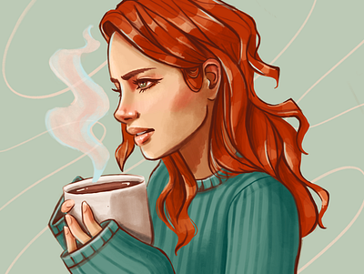 Tea Time Illustration character design digital illustration digital painting digitalart digitalpainting drawing illustration painting portrait art portrait illustration