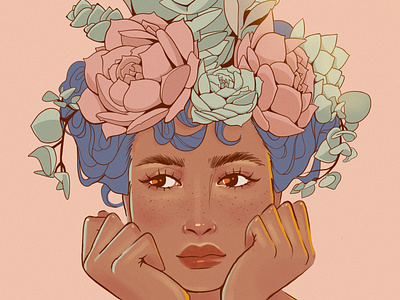 Succulent Girl Illustration