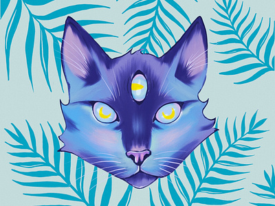 Psychedelic Cat Illustration