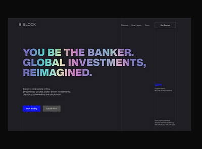 Block black blue clean crypto cryptocurrency dark gradient investment landing minimal realestate simple ui voit xandovoit