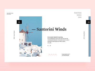 Santorini clean design free space grid minimal pink santorini simple travel ui voit xandovoit