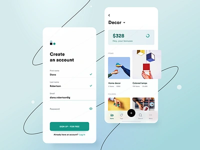 Home Decor catalog colors cyan eshop green home interface ios minimal mobile app mobile apps modern transparent ui